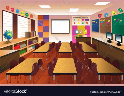 Empty classroom for elementary school Royalty Free Vector