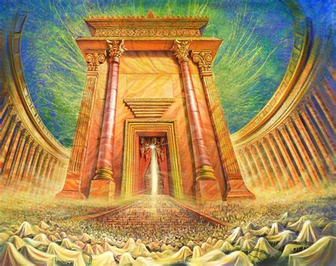 Original Oil Painting: Rebuilt Temple welcomes the sons of Israel by ...