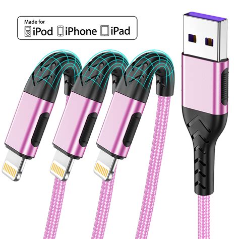 OIITH 3Pack iPhone Charger,MFi Certified Cable 10FT iPhone Charger ...