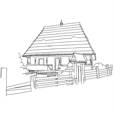 House Line Art, Simple Sketch Drawing, Vector 16970358 Vector Art at ...