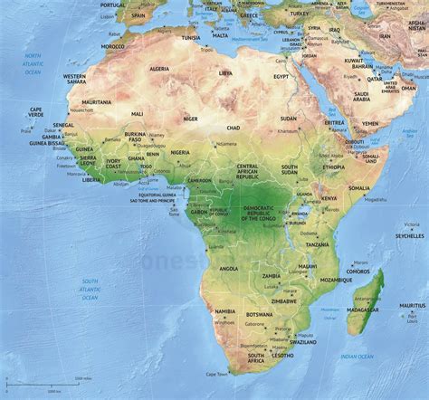 Vector Map Africa continent shaded relief | One Stop Map