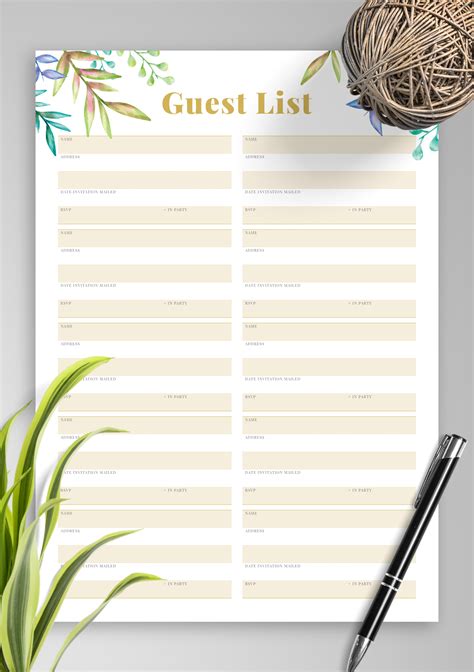 21+ Wedding Guest List Template Printable