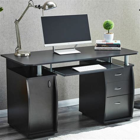 Computer Desk PC Laptop Writing Table Workstation with Stroage Drawers ...