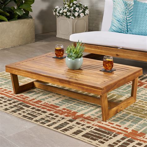 Hannah Outdoor Acacia Wood Coffee Table – GDF Studio