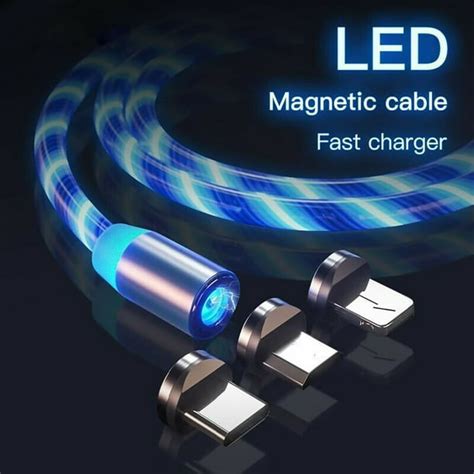 Magnetic Charging Cable, LED Glowing Magnetic USB C Charger Cable,Micro ...