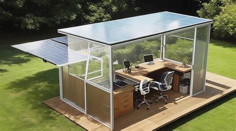 Premium AI Image | A home office with a transparent solar powered desk