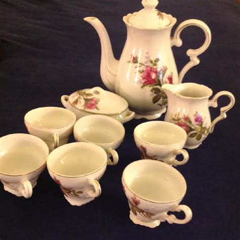 Vintage 9 Piece Gold Trim Porcelain Tea Set