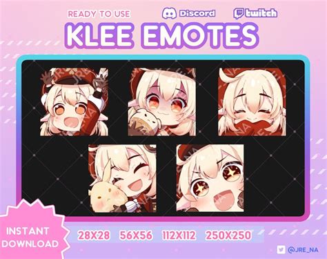 Klee Genshin Impact Five Emotes Bundle for Twitch / Discord - Etsy Hong ...