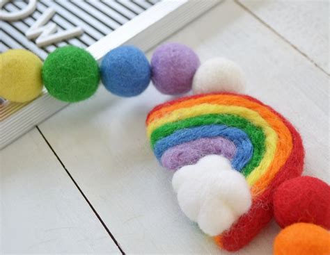 Rainbow Felt Garland Rainbow Felt Ball Garland Rainbow - Etsy