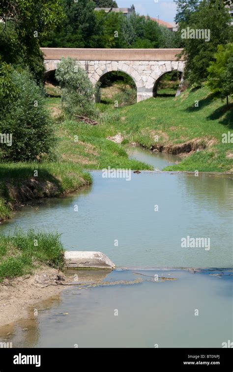 The bridge over the Rubicon River where Julius Caesar crossed the Stock ...