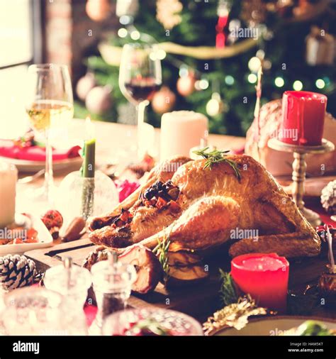 Christmas Family Dinner Table Concept Stock Photo - Alamy