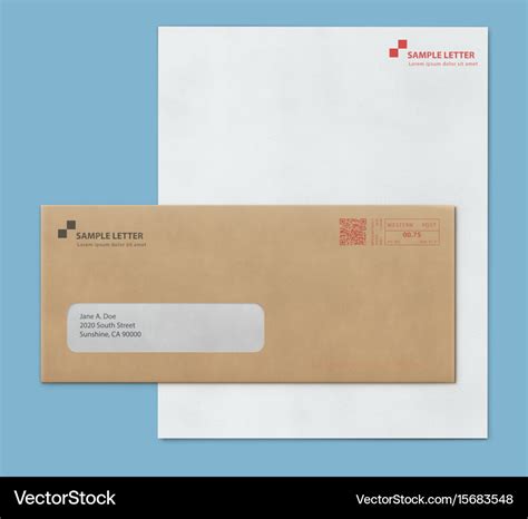 Mock-up post envelope and letter paper template Vector Image