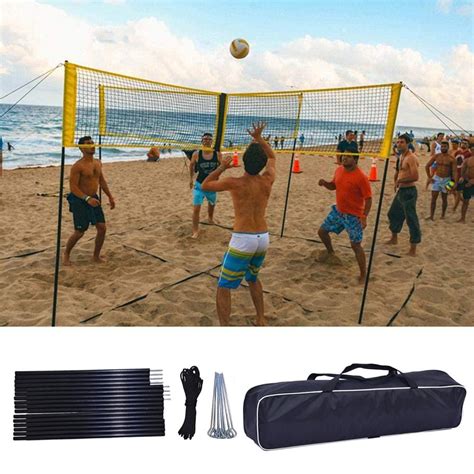 Adjustable Height Volleyball Net Bracket Set Outdoor Portable 4-sided ...