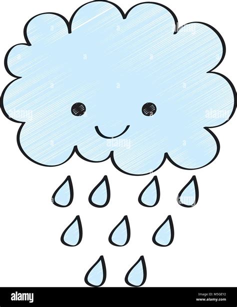 cute cartoon happy cloud rain drops Stock Vector Image & Art - Alamy