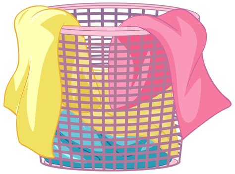 Laundry basket with clothes on white background 1846583 Vector Art at ...