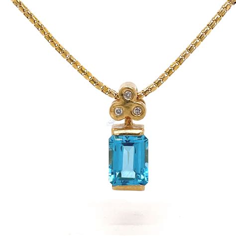 14K Yellow Gold Blue Topaz Pendant – Shalimar Custom Jewelers