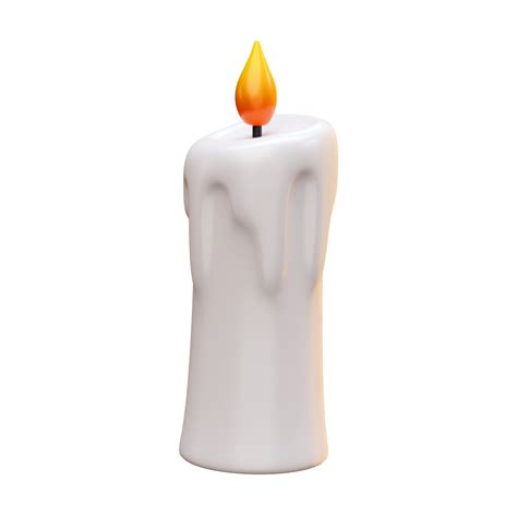 White candle 3d icon render illustration 16327430 PNG