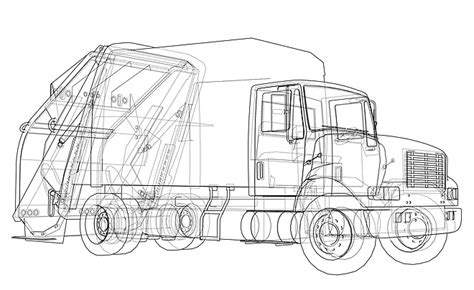 Garbage Truck Concept Vector Drawing Tipper Garbage Vector, Drawing ...