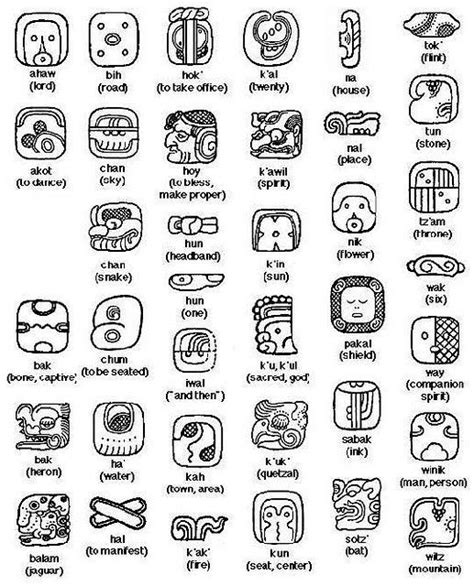 Mayan Animal Symbols Pictures | Glyphe, Civilisation, Hyeroglyph