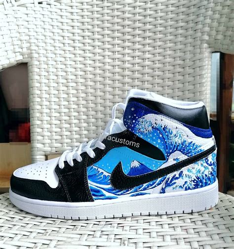 Custom Air Jordan 1 Mid Hand Painted Nike Custom Sneakers | Etsy