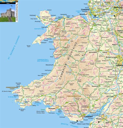 Wales Offline Map, including Anglesey, Snowdonia, Pembrokeshire and the ...