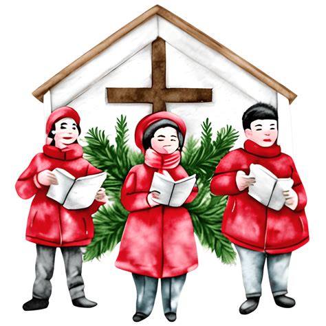 Christmas Choir Singing Carols Watercolor Clip Art Vector · Creative ...