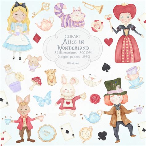 Alice In Wonderland Clipart Alice Clip Art Watercolor Alice Adventures ...