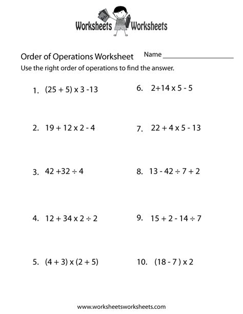 Pemdas Rule & Worksheets - Free Printable Math Worksheets 6Th Grade ...