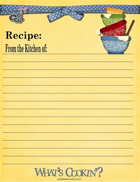 Printable Recipe Cards Template Free