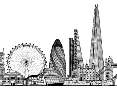 London Skyline Drawing A2 London Landmarks Drawing London | Etsy