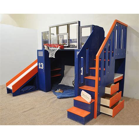 The Ultimate Basketball Bunk Bed - Backboard, Slide, and More! | Bunk ...