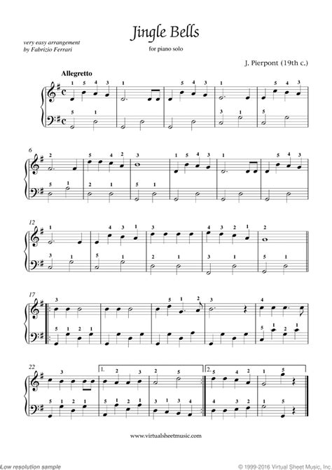 Free Jingle Bells sheet music for piano solo - High Quality [PDF]