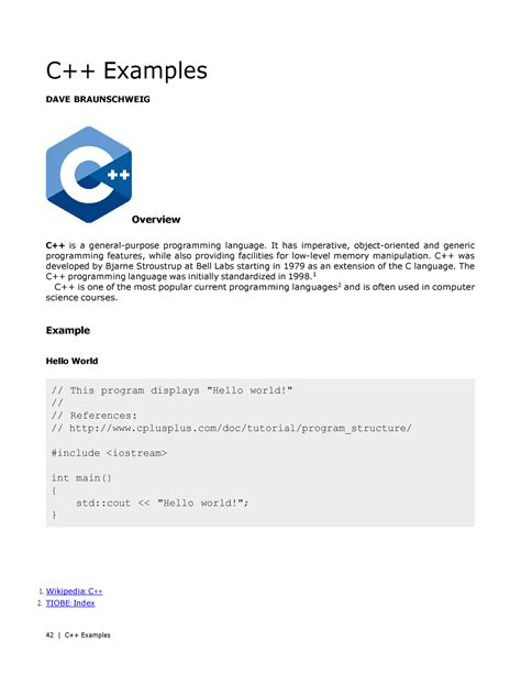 C++ Examples - 42 | C++ Examples // This program displays "Hello world ...