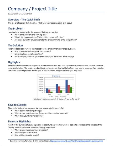 Business Plan Executive Summary Template | HQ Template Documents