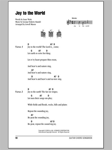 Joy To The World by Isaac Watts - Guitar Chords/Lyrics - Guitar Instructor