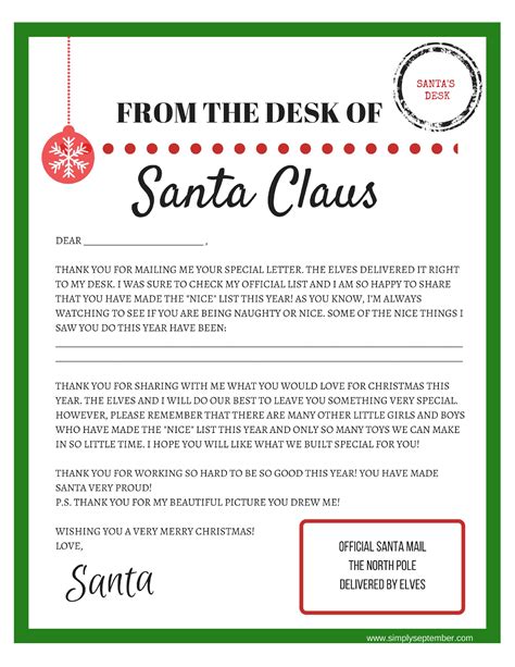 Letters To and From Santa: Free Printables - Simply September