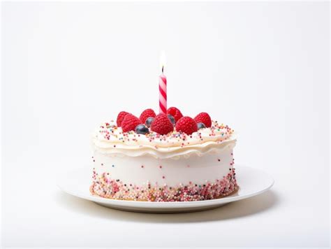 Premium AI Image | Birthday cake over white background