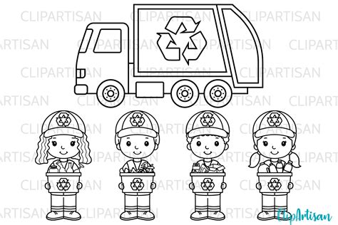 Recycling Clip Art, Garbage Truck Clipart, Earth Day By ClipArtisan ...