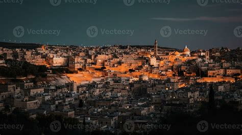 wide view of jerusalem at night generative AI 32432646 Stock Photo at ...