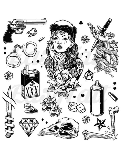 Gangster Temporary Tattoos Thug Temporary Tattoos Gang - Etsy