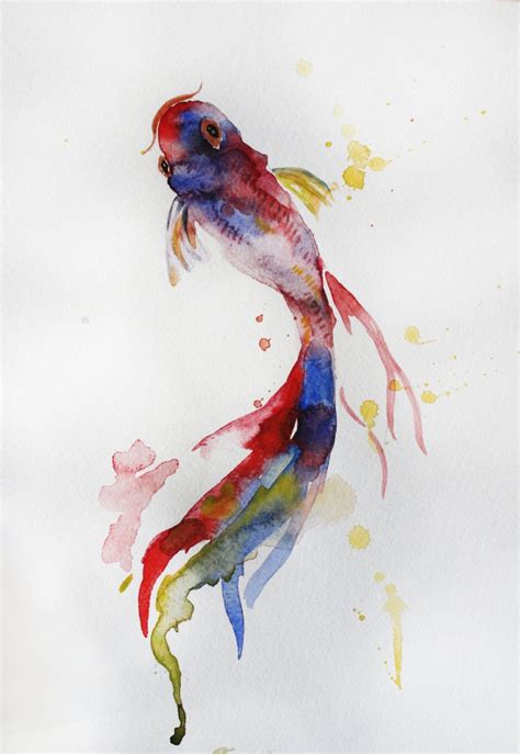 Original Watercolor Painting Koi Fish Gold Fish by MaryArtStudio