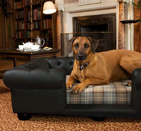 Balmoral Black Leather Dog Bed | Real or Faux Leather