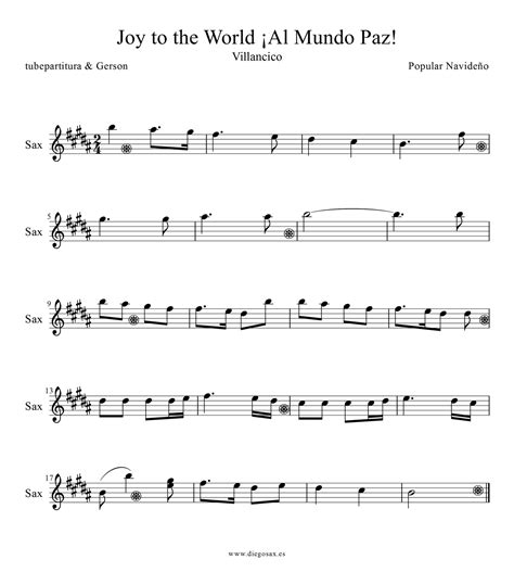 tubescore: Joy to the World Sheet Music for Alto Saxophone Popular Song ...