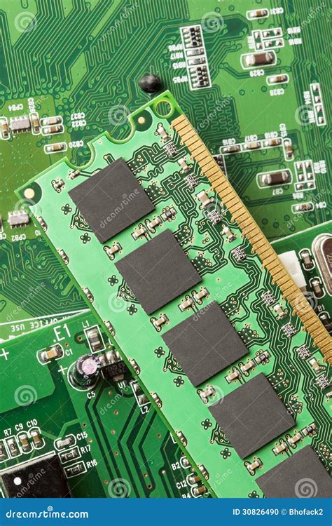 Green Electrical Circuit Board With Microchips And Transistors Stock ...