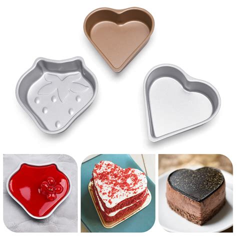 3pcs Cake Pan, Heart Shaped Cake Pans for Baking, Mini Aluminum Foil ...