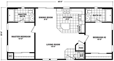 Large Double Wide 2 Bedroom 2 Bath Mobile Home Floor Plans Awesome ...