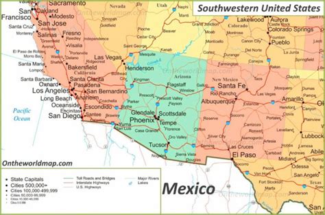 Map Of Southwestern United States | Printable Road Map Of Southwest Usa ...