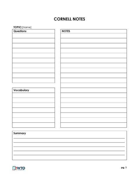 Note Taking Template Printable