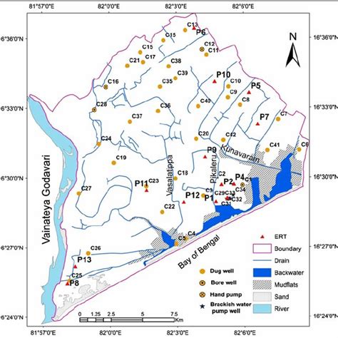 Location map of the Central Godavari delta, East Godavari district ...