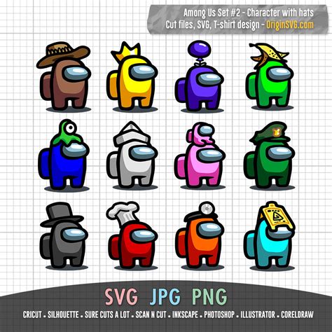 Among Us Set #2 - Among Us Characters Hat SVG - Origin SVG Art | Svg ...